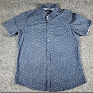 Rugby‎ University Men's Short Sleeve Button Up Shirt Size Large Navy Blue AOP